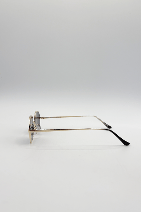 Oval Geometric Metal Frame Sunglasses - Image 3