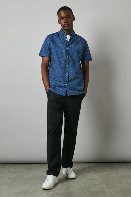 Navy Dash Print Short Sleeve Shirt - Image 2