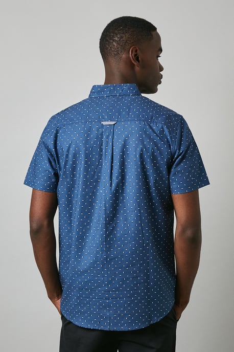 Navy Dash Print Short Sleeve Shirt - Image 3