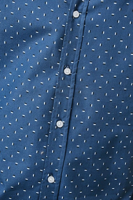Navy Dash Print Short Sleeve Shirt - Image 5