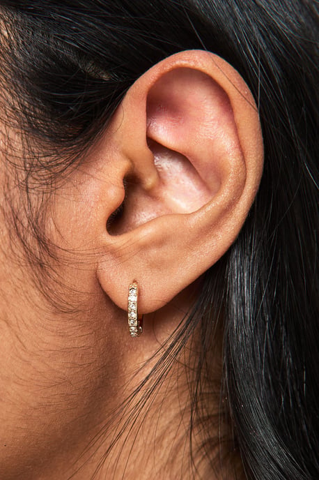 Gold Mini Embellished Hoops - Image 1