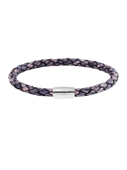 cai Bracelet Stainless steel leather navy 23cm - Image 1