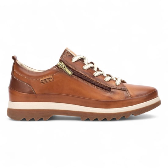 Pikolinos Brandy Bruine Leren Sneakers met Veters en Rits voor Dames - Vigo - Image 1