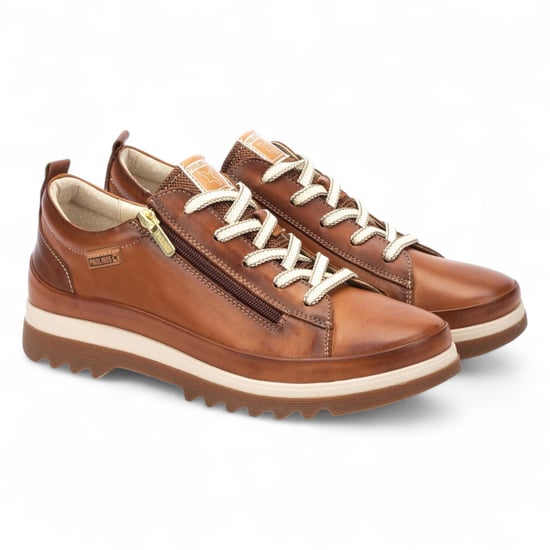 Pikolinos Brandy Bruine Leren Sneakers met Veters en Rits voor Dames - Vigo - Image 3