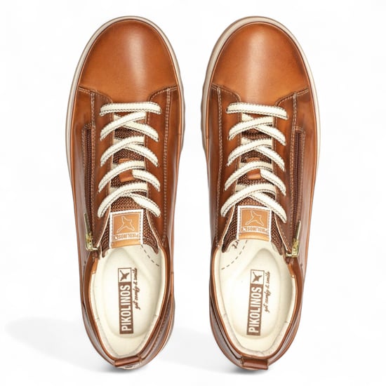 Pikolinos Brandy Bruine Leren Sneakers met Veters en Rits voor Dames - Vigo - Image 4