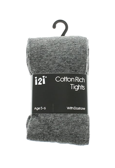Girls 1pk Plain Tights School Pull On grey - Image 2