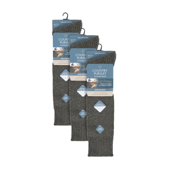 3 Pack Fisherman Socks | Long Wool Boot Socks for Men | Knee High Angling Socks - Image 2