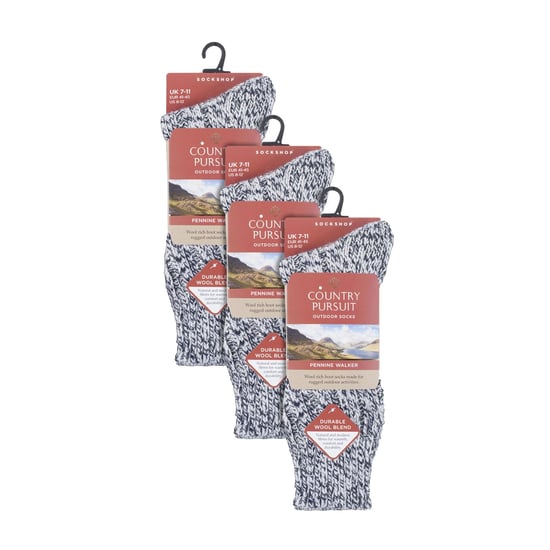 3 Pack Mens Wool Boot Socks | Thick Pennine Walker Socks | Outdoor Hiking Socks - Image 2