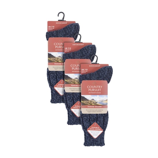 3 Pack Mens Wool Boot Socks | Thick Pennine Walker Socks | Outdoor Hiking Socks - Image 2
