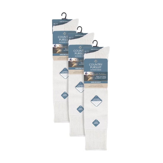 3 Pack Fisherman Socks | Long Wool Boot Socks for Men | Knee High Angling Socks - Image 2