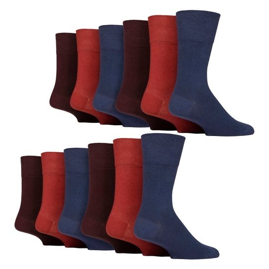 12 Pairs Mens Gentle Grip Top Diabetic Socks | Non Elastic Cotton Socks - Image 1