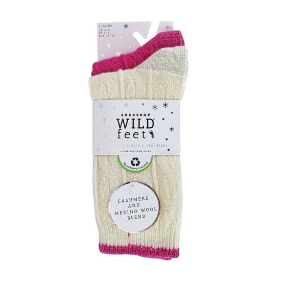 2 Pack Ladies Cable Knit Heel & Toe Socks - Image 2