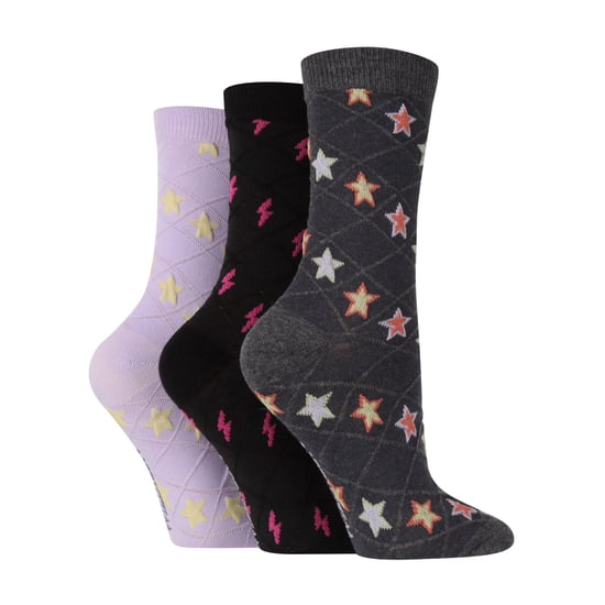 3 Pack Ladies Fashionable Texture Knit Cotton Socks - Image 1