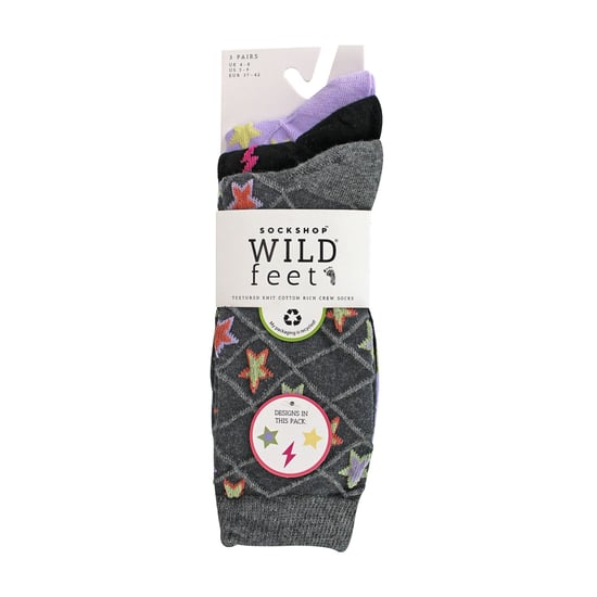 3 Pack Ladies Fashionable Texture Knit Cotton Socks - Image 2