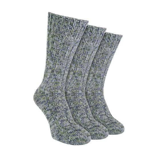 3-pack herrsockor i 100% ull med ribbat mönster och förstärkt häl och tå - Image 1