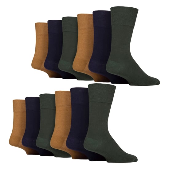 12 Pairs Mens Gentle Grip Top Diabetic Socks | Non Elastic Cotton Socks - Image 1