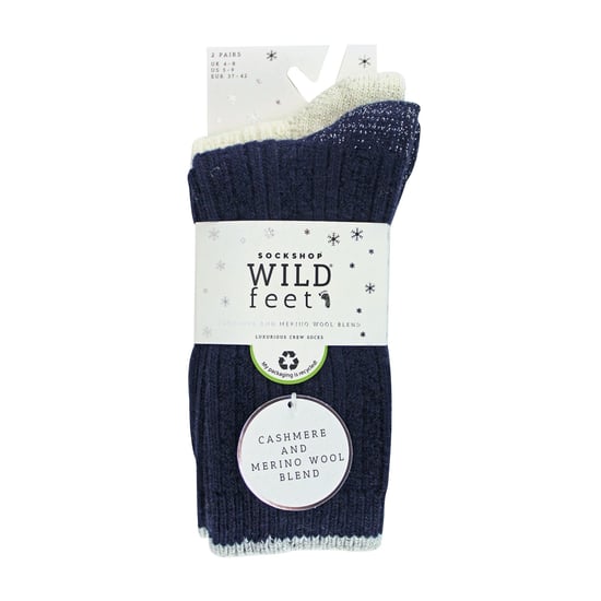 2 Pack Ladies Cable Knit Heel & Toe Socks - Image 2