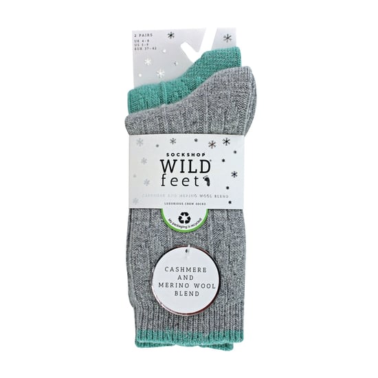 2 Pack Ladies Cable Knit Heel & Toe Socks - Image 2