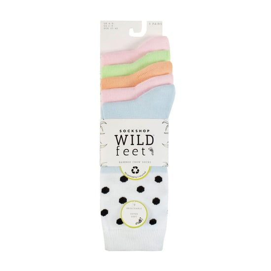5 Pack Ladies Jacquard Patterned Crew Socks - Image 2