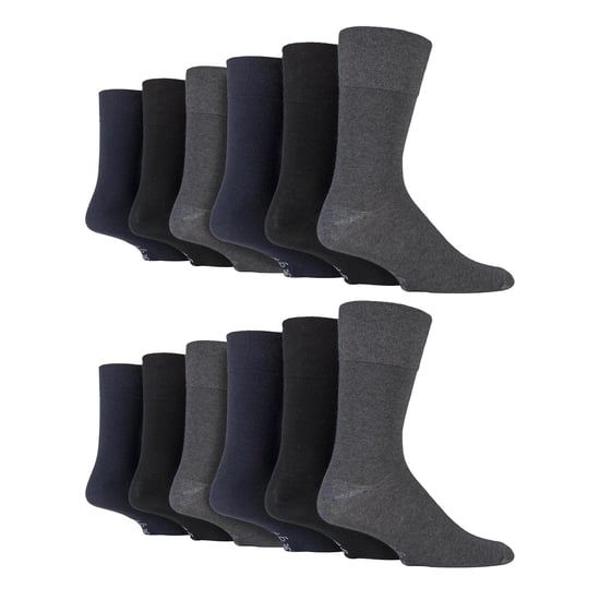 12 Pairs Mens Gentle Grip Loose Top Socks | Extra Wide Non Elastic Socks - Image 1
