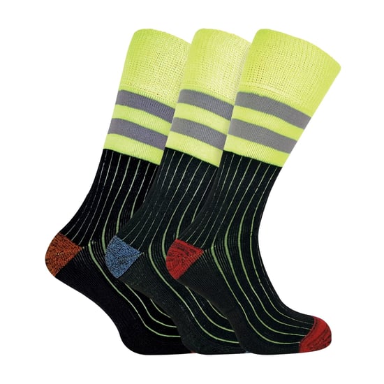 3-pack Herrar Tunga Bomull Hi Vis Arbetsstrumpor - Image 1