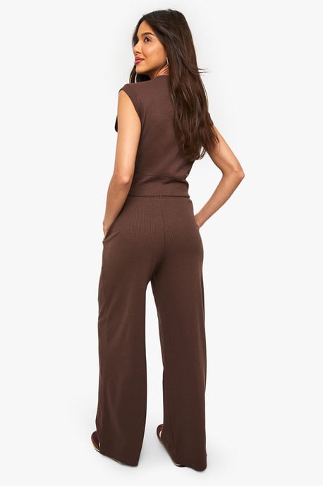 Rib Wide Leg Trouser - Image 2