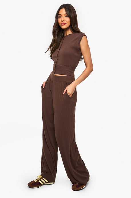 Rib Wide Leg Trouser - Image 3