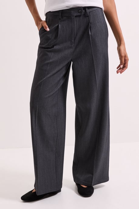 Pinstripe Wide Leg Trouser - Image 2