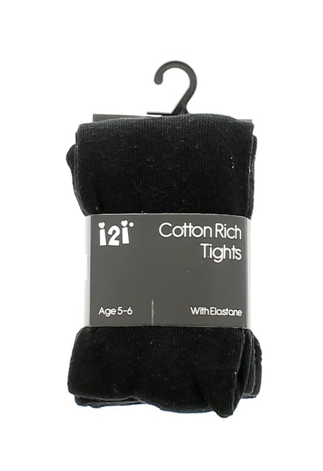 Girls 1pk Plain Tights Cotton Rich black - Image 2
