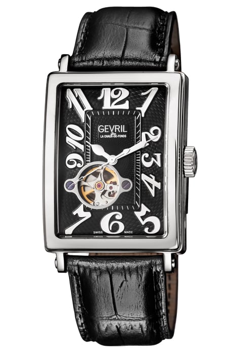 Gevril Men's Avenue of Americas Intravedere Black Dial Calfskin Leather Watch - Image 2