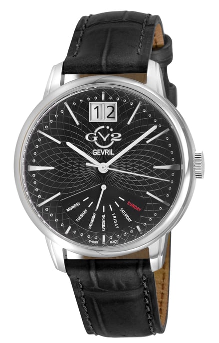 Rovescio SS Case, Black Dial with embossed texture, Genuine Italian Handmade Black Leather Strap. - Image 1