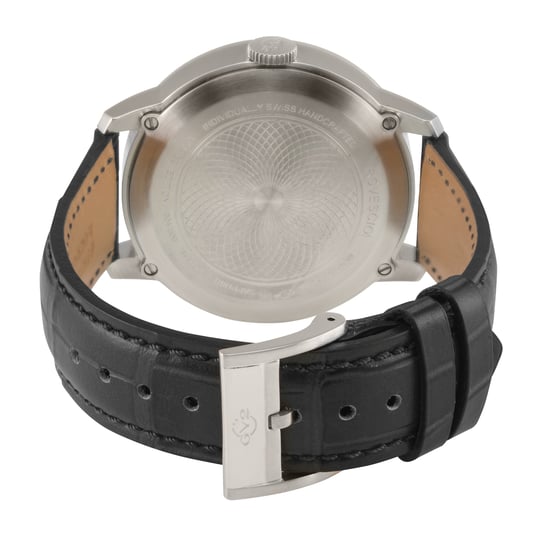 Rovescio SS Case, Black Dial with embossed texture, Genuine Italian Handmade Black Leather Strap. - Image 2