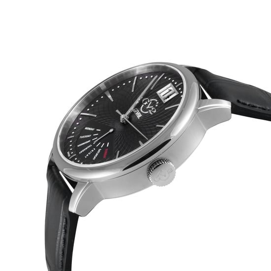 Rovescio SS Case, Black Dial with embossed texture, Genuine Italian Handmade Black Leather Strap. - Image 3