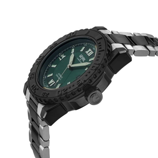 Gevril Men's Seacloud 316L Stainless Steel Case,Black Bezel, Green Dial, Two tones IP/BLK Stainless Steel Bracelet  Watch - Image 3