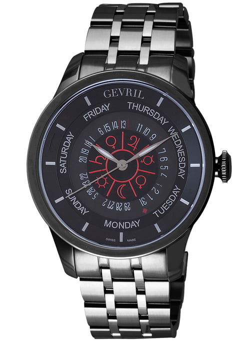 Gevril Men's Columbus Circle Black Dial Stainless Steel Watch - Image 2