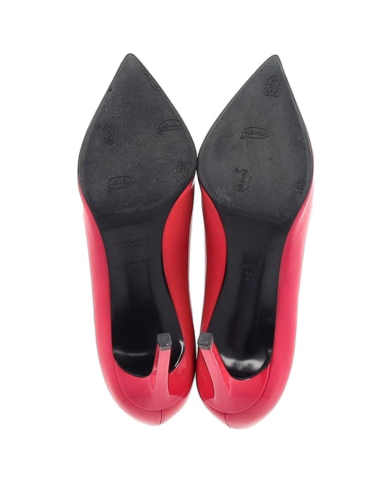 Saint Laurent Pointed-Toe Pumps 80 in Fuchsia Pink Patent Calf Leather - Image 6