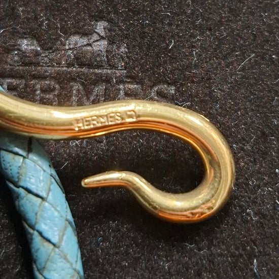 Hermès Jumbo H Bracelet in Blue Leather - Image 4