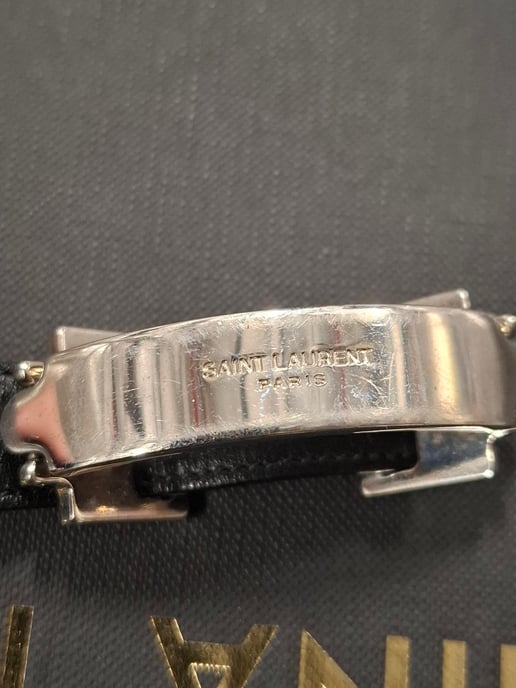 Saint Laurent Monogram Bracelet in Black Leather - Image 1