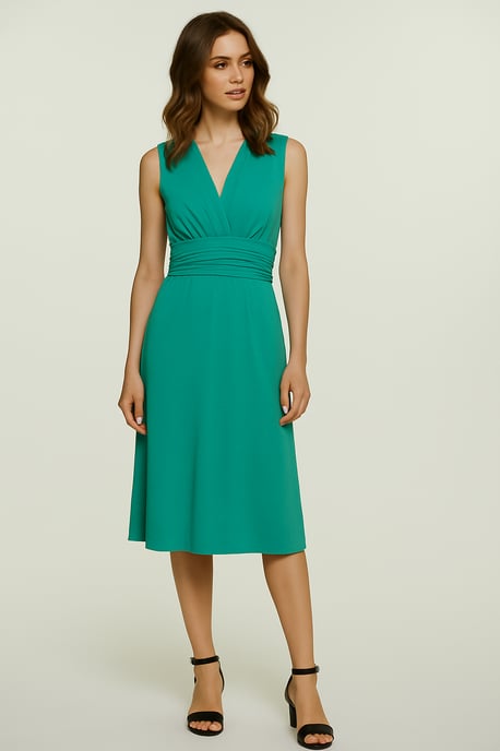 V Neck Dress with Sash - Image 2
