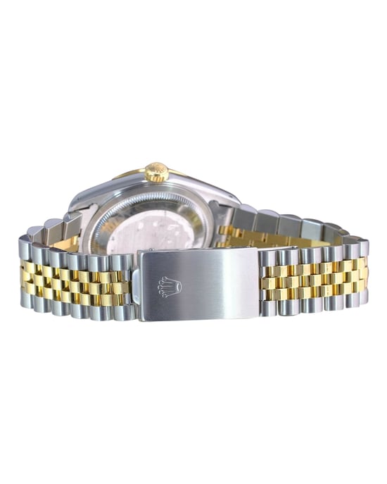 Rolex Heren Datejust 2-Tone Blauwe Diamant Dial 18k Geribbeld Bezel 36mm Horloge 16233 - Image 3