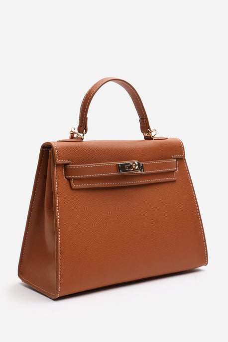 Wheres That From Womens 'Lluvia' Top Handle Satchel Mini Tote Bag with Turn-Lock Closure - Image 4