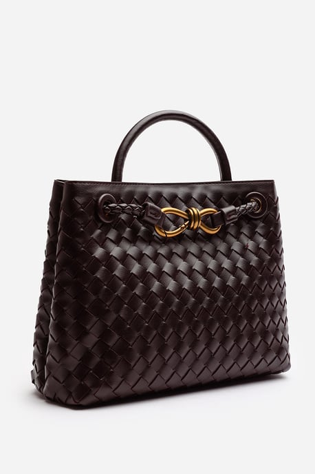 Wheres That From Womens 'Luna' Woven Leather Tote bag with Gold Detail - Image 4