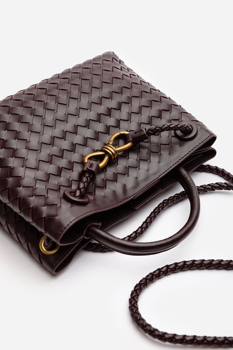 Wheres That From Womens 'Luna' Woven Leather Tote bag with Gold Detail - Image 5