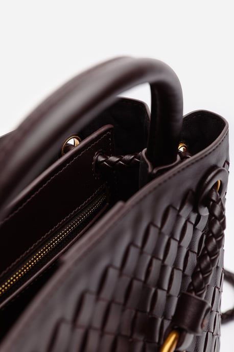 Wheres That From Womens 'Luna' Woven Leather Tote bag with Gold Detail - Image 6