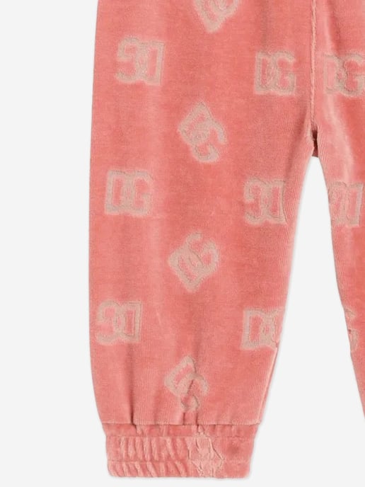 Baby Girls Jacquard Logo Joggers in Pink - Image 3