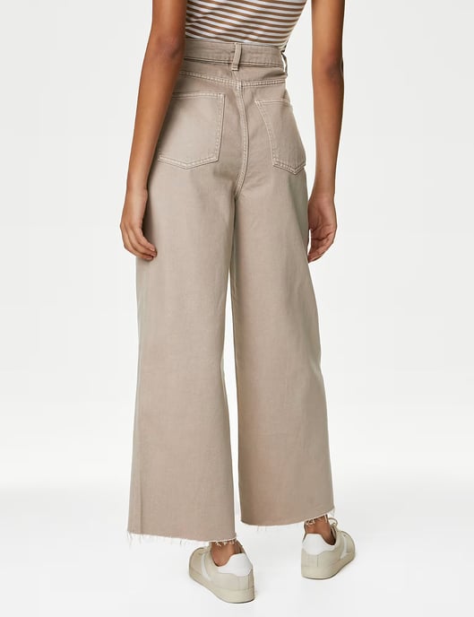 High Waist Raw Hem Wide Leg Jeans - Image 3