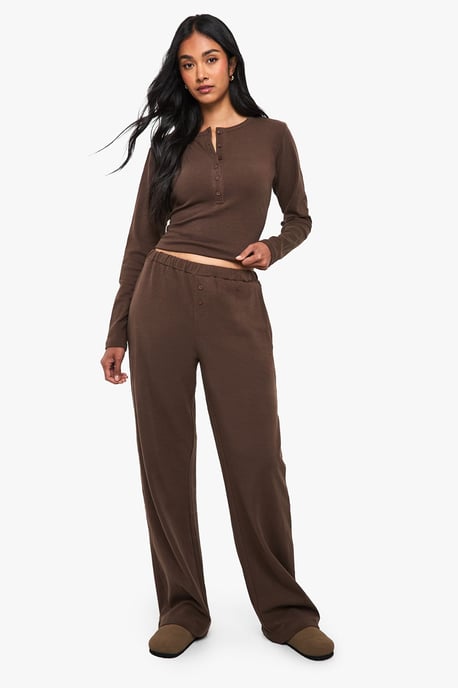 Cotton Button Through Crew Neck Top & Trouser Co Ord - Image 3
