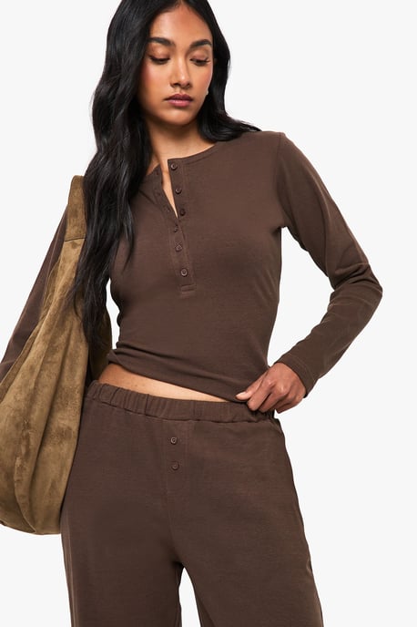 Cotton Button Through Crew Neck Top & Trouser Co Ord - Image 4