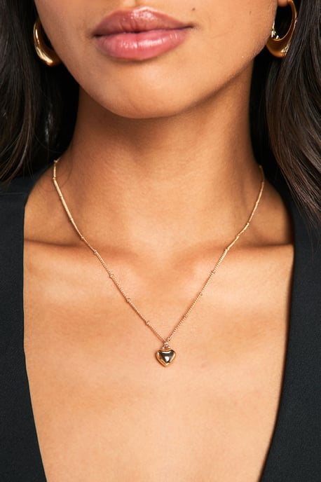 Heart Pendant Ball & Chain Necklace - Image 1