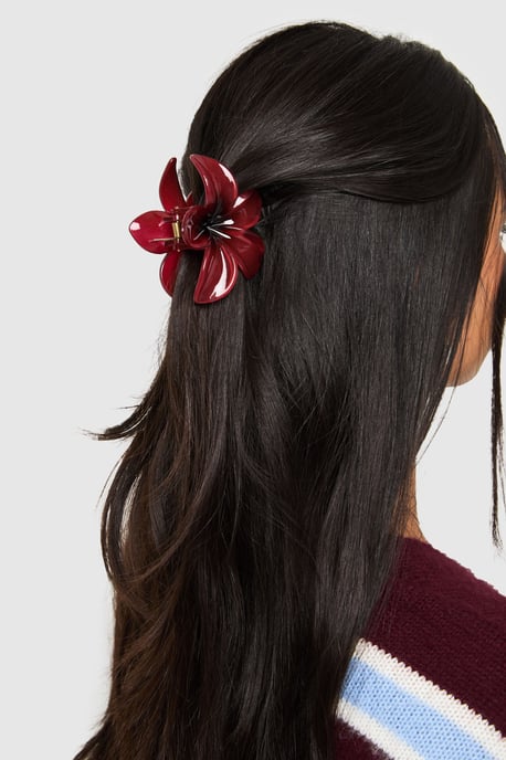 Burgundy Flower Claw Clip - Image 1